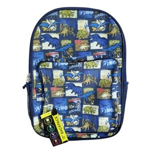 NWT Jurassic World Boys' 16" Greetings From Jurassic‎ Dinosaur Backpack, Navy